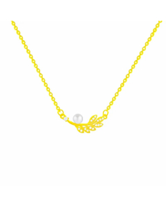 Simple Style Leaf Titanium Steel Plating Inlay Rhinestones Pearl Necklace