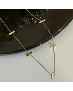 Casual Simple Style Solid Color Rectangle Titanium Steel Polishing Plating Necklace