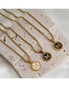 Casual Modern Style Letter Stainless Steel Enamel Plating 18K Gold Plated Pendant Necklace