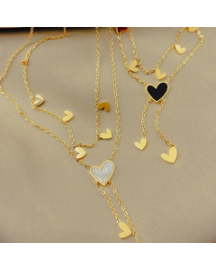 Sweet Simple Style Heart Shape Titanium Steel Plating Inlay Shell 18K Gold Plated Layered Necklaces_colorza_4