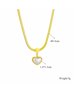 Elegant Heart Shape Titanium Steel Plating Inlay Acrylic 18K Gold Plated Pendant Necklace
