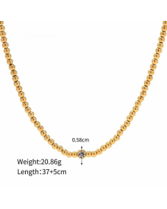 Classic Style Streetwear Round Stainless Steel Beaded Necklace