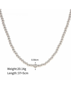 Classic Style Streetwear Round Stainless Steel Beaded Necklace