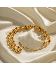 Retro Ball Stainless Steel Plating 18K Gold Plated Necklace