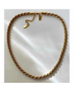 Hip-Hop Retro Twist Titanium Steel Plating 18K Gold Plated Necklace