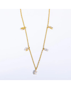 Simple Style Solid Color Titanium Steel Plating Inlay Zircon 18K Gold Plated Necklace