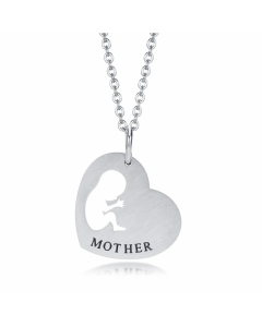 Casual MAMA Simple Style Letter Heart Shape Stainless Steel Hollow Out Necklace Pendant