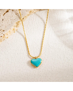 INS Style Sweet Artistic Heart Shape Flower Boots Stainless Steel Enamel Plating Carving 18K Gold Plated Pendant Necklace
