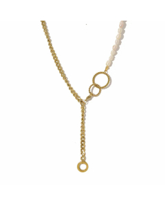 Simple Style Geometric Baroque Pearls Titanium Steel Plating 14K Gold Plated Necklace