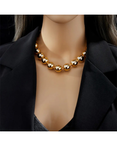Casual Exaggerated Round CCB Titanium Steel Beaded Plating 18K Gold Plated Necklace