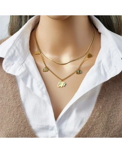 Retro Elephant Titanium Steel Enamel Plating 18K Gold Plated Pendant Necklace