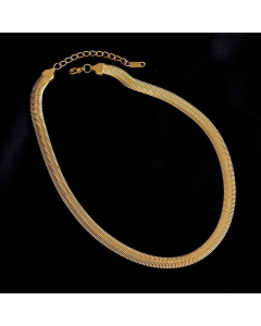 Wholesale Stainless Steel Fine Jewelry Snake Bones Chain Necklace Bracelet-Gold Color-Necklace