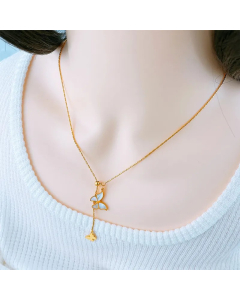 Elegant Heart Shape Butterfly Titanium Steel Inlay Artificial Pearls Rhinestones Shell Necklace