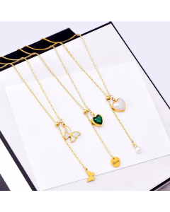 Elegant Heart Shape Butterfly Titanium Steel Inlay Artificial Pearls Rhinestones Shell Necklace