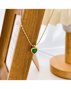 Vintage Style Geometric Titanium Steel Inlay Opal Agate Shell Pendant Necklace
