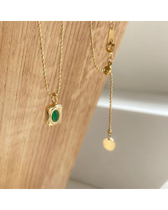 Simple Style Square Oval Titanium Steel Inlay Rhinestones Necklace