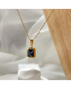 Simple Style Square Oval Titanium Steel Inlay Rhinestones Necklace