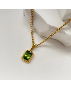 Simple Style Square Oval Titanium Steel Inlay Rhinestones Necklace