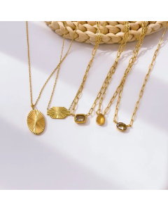 Simple Style Square Water Droplets Titanium Steel Plating Inlay Artificial Gemstones 18K Gold Plated Pendant Necklace