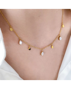 Simple Style Round Titanium Steel Inlay Zircon Pendant Necklace