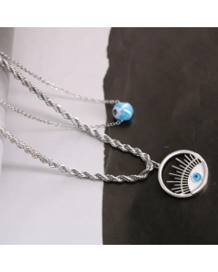 Casual Simple Style Devil'S Eye Titanium Steel Enamel Plating Hollow Out Layered Necklaces