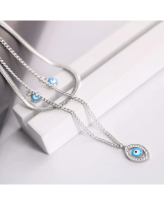 INS Style Simple Style Devil's Eye Titanium Steel Enamel Plating Inlay Zircon Layered Necklaces