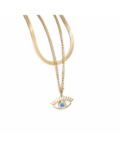 Classic Style Devil'S Eye Titanium Steel Inlay Shell Layered Necklaces