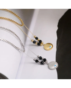 INS Style Simple Style Eye Titanium Steel Beaded Enamel Plating Layered Necklaces