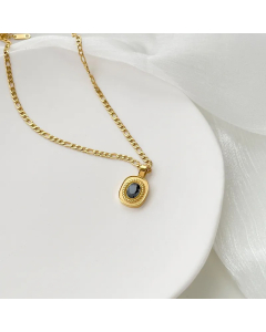 Simple Style Square Titanium Steel Inlay Zircon Pendant Necklace