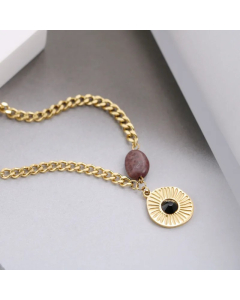 INS Style Retro Round Devil'S Eye Titanium Steel Enamel Plating Inlay Zircon Pendant Necklace