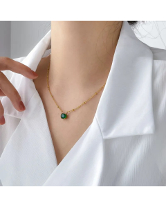 Commute Square Titanium Steel Inlay Zircon Pendant Necklace