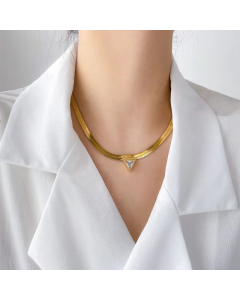 Commute Square Titanium Steel Inlay Zircon Pendant Necklace