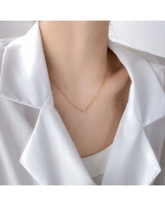 Commute Square Titanium Steel Inlay Zircon Pendant Necklace