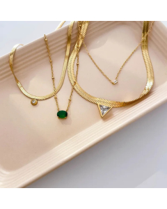 Commute Square Titanium Steel Inlay Zircon Pendant Necklace