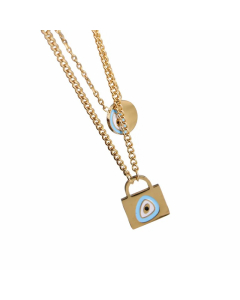 INS Style Ethnic Style Devil'S Eye Lock Titanium Steel Enamel Plating 18K Gold Plated Layered Necklaces