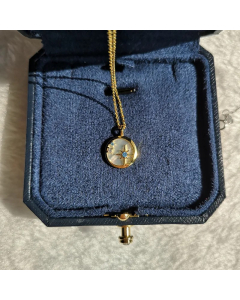 INS Style Simple Style Round Star Titanium Steel Plating Inlay Shell Zircon 18K Gold Plated Pendant Necklace