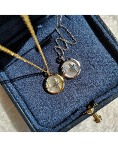 INS Style Simple Style Round Star Titanium Steel Plating Inlay Shell Zircon 18K Gold Plated Pendant Necklace