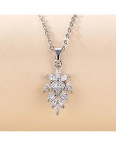 Elegant Round Flower Butterfly Stainless Steel Plating Inlay Zircon 18K Gold Plated Pendant Necklace