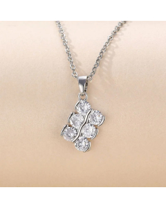 Elegant Round Flower Butterfly Stainless Steel Plating Inlay Zircon 18K Gold Plated Pendant Necklace