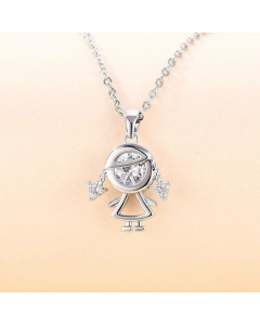 Elegant Round Flower Butterfly Stainless Steel Plating Inlay Zircon 18K Gold Plated Pendant Necklace