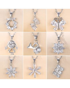 Elegant Round Flower Butterfly Stainless Steel Plating Inlay Zircon 18K Gold Plated Pendant Necklace_colorza_9
