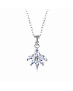 Elegant Leaf Stainless Steel Plating Inlay Zircon 18K Gold Plated Pendant Necklace