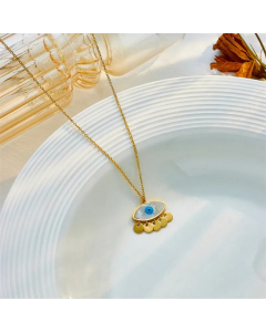 Casual Simple Style Eye Titanium Steel Tassel Plating Inlay Shell Pendant Necklace Long Necklace