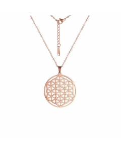 Simple Style British Style Symbol Stainless Steel Hollow Out Pendant Necklace-Rose Gold Color-01