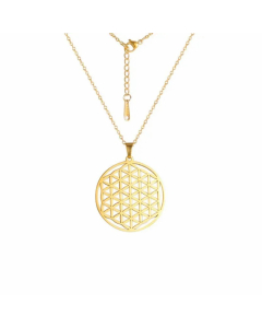 Simple Style British Style Symbol Stainless Steel Hollow Out Pendant Necklace-Gold Color-01