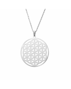 Simple Style British Style Symbol Stainless Steel Hollow Out Pendant Necklace-Steel Color-01