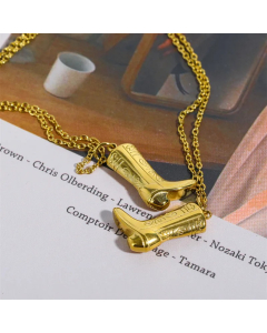 Retro Preppy Style Roman Style Boots Titanium Steel Plating 18K Gold Plated Pendant Necklace