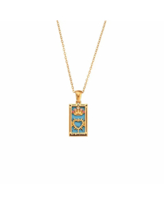 Vintage Style Star Rectangle Stainless Steel Plating Inlay Rhinestones Zircon 18K Gold Plated Pendant Necklace