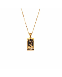 Vintage Style Star Rectangle Stainless Steel Plating Inlay Rhinestones Zircon 18K Gold Plated Pendant Necklace