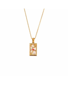 Vintage Style Star Rectangle Stainless Steel Plating Inlay Rhinestones Zircon 18K Gold Plated Pendant Necklace